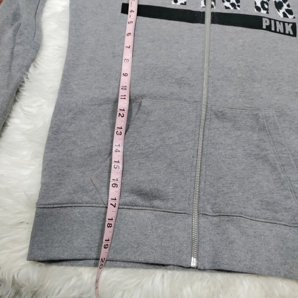 Vintage Victoria's Secret PINK Women's Small Logo Streetwear Zip-Up Hoodie Gray - Picture 11 of 12